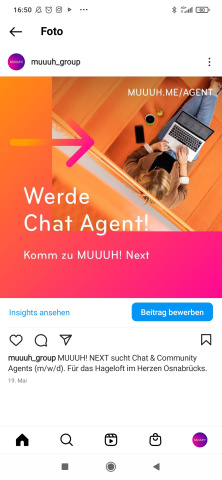 Stellenausschreibung Instagram